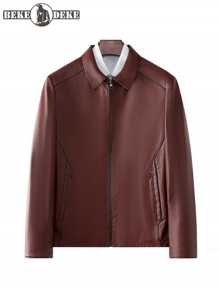 Leather Work Jacket Mens - Мужской деловой повседневный рабочий костюм из