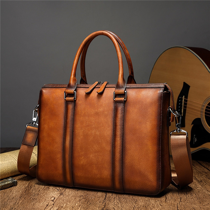 Leather Work Bag Mens - Деловой портфель YETTIES из натуральной кожи