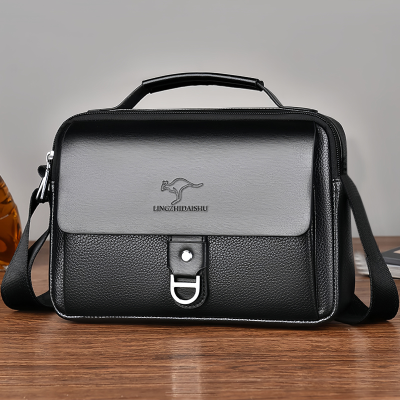Leather Work Bag Mens - Прочная износостойкая двухцветная деловая сумка с