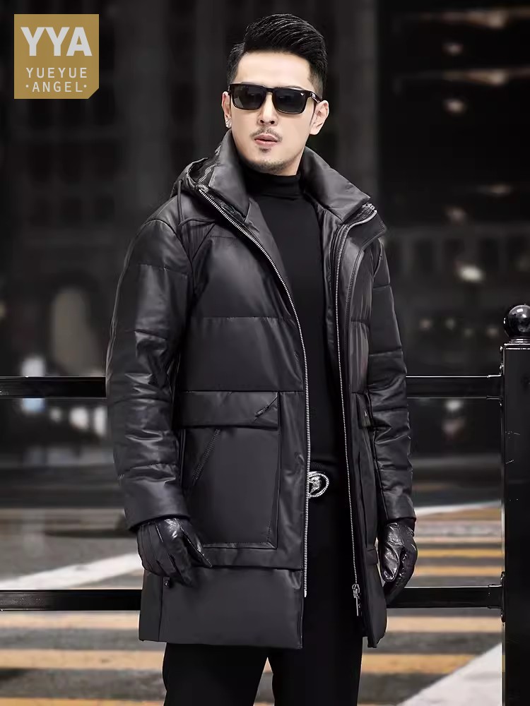 Leather Work Jacket Mens - Зимнее мужское толстое теплое белое пальто