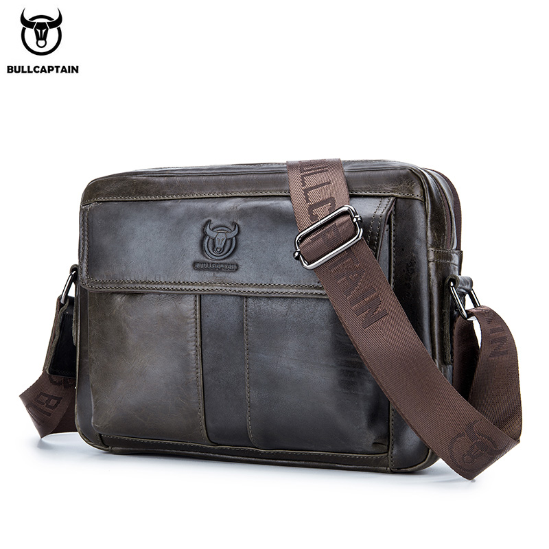 Leather Work Bag Mens - BULLCAPTAIN Мужская сумка через плечо из