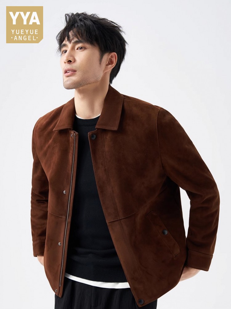 Leather Work Jacket Mens - Высококачественная куртка из натуральной замши, деловая