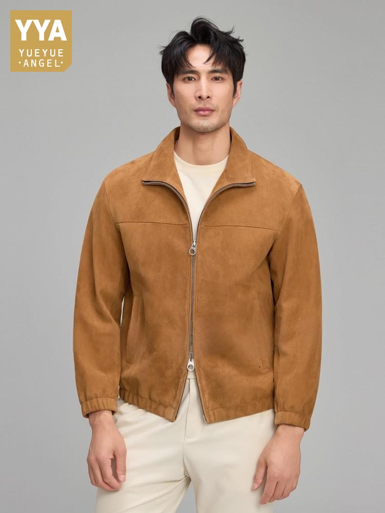 Leather Work Jacket Mens - Роскошная мужская мягкая натуральная замшевая кожаная