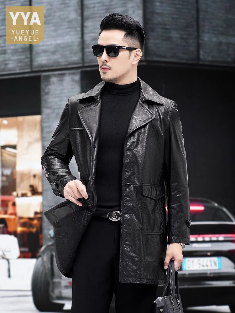 Leather Work Jacket Mens - Роскошная мужская деловая рабочая приталенная куртка