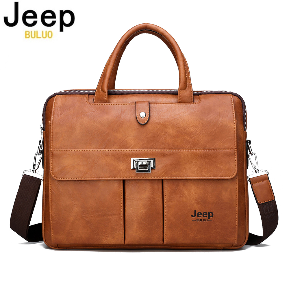 Leather Work Bag Mens - Мужской кожаный портфель Jeep Buluo для