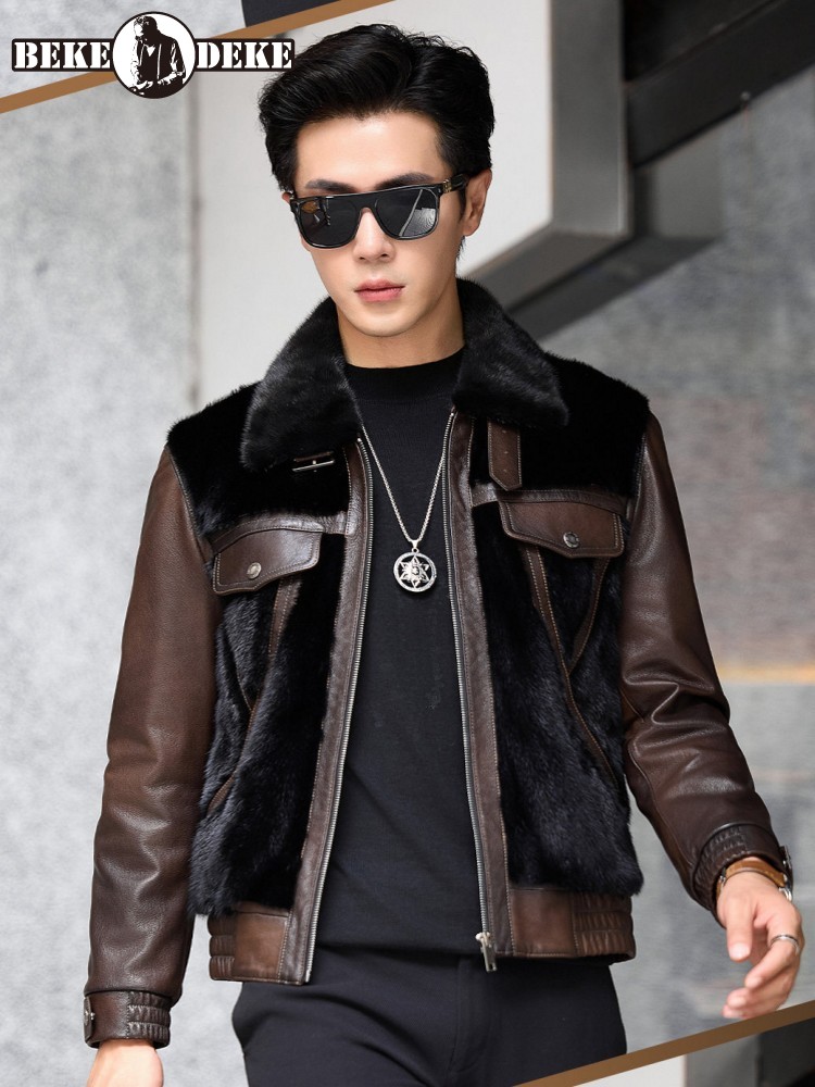 Leather Work Jacket Mens - Роскошная мужская зимняя рабочая куртка из
