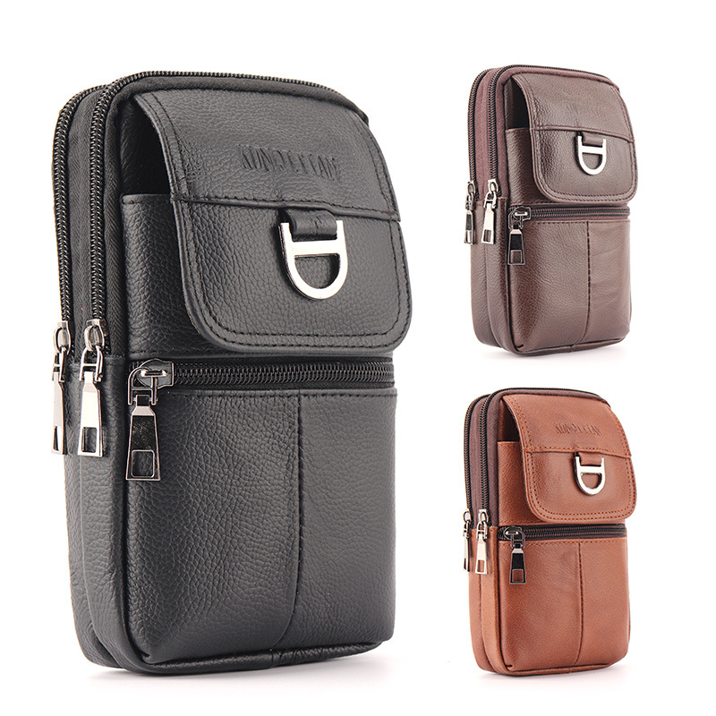Leather Work Bag Mens - Мужская кожаная поясная сумка - вместительная
