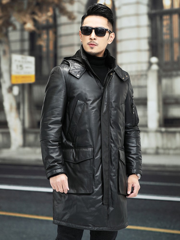 Зимний мужской теплый пуховик  – обзор и цена Leather Work Jacket Mens
